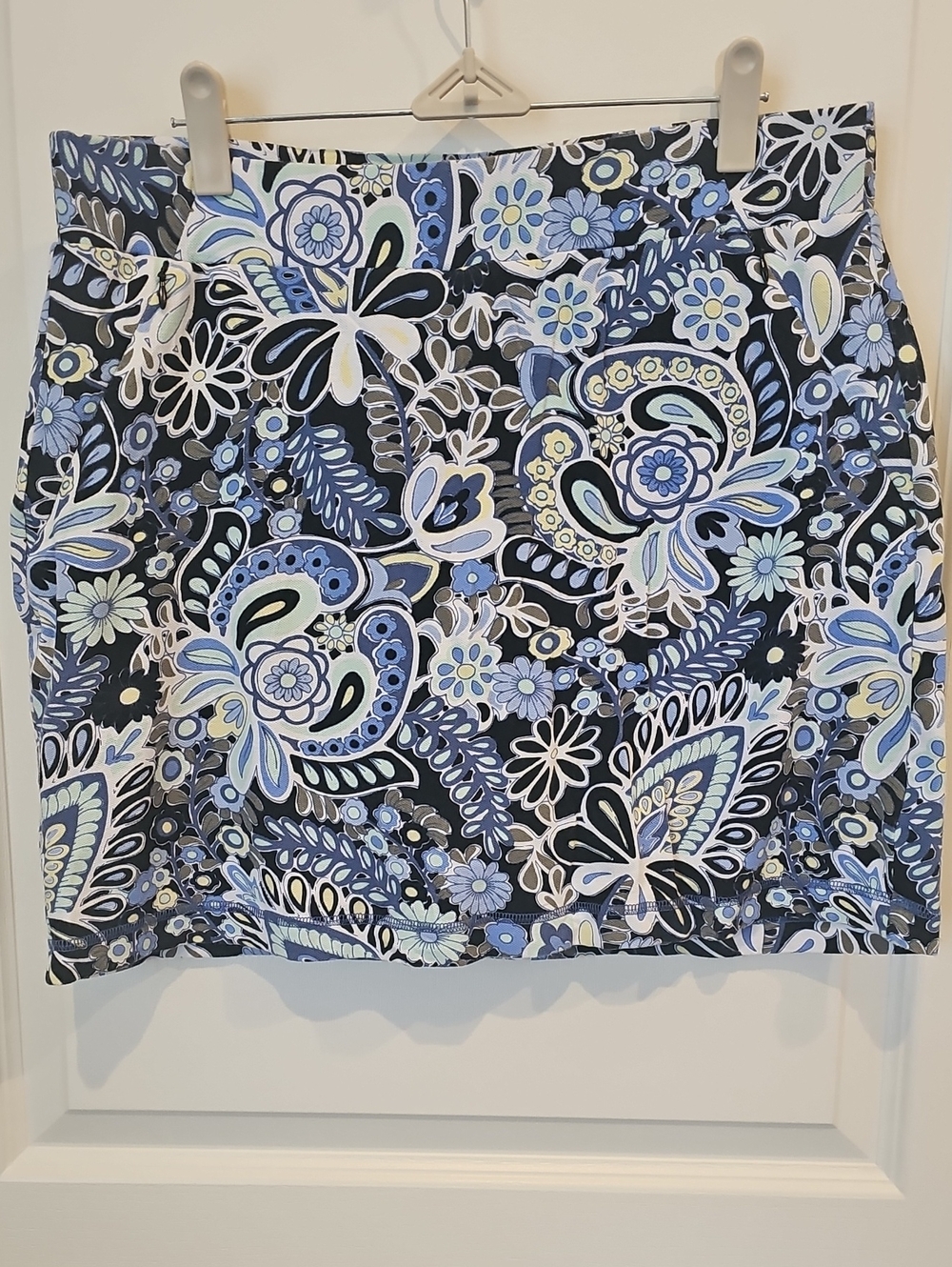 Talbots Blue Paisley Cotton Blend Floral Skort